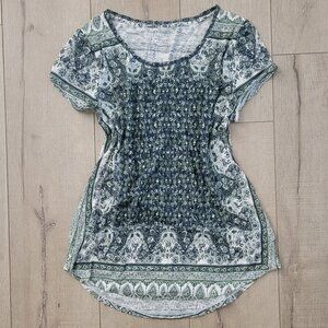 NWOT Lucky Brand Boho Green Patterned Blouse